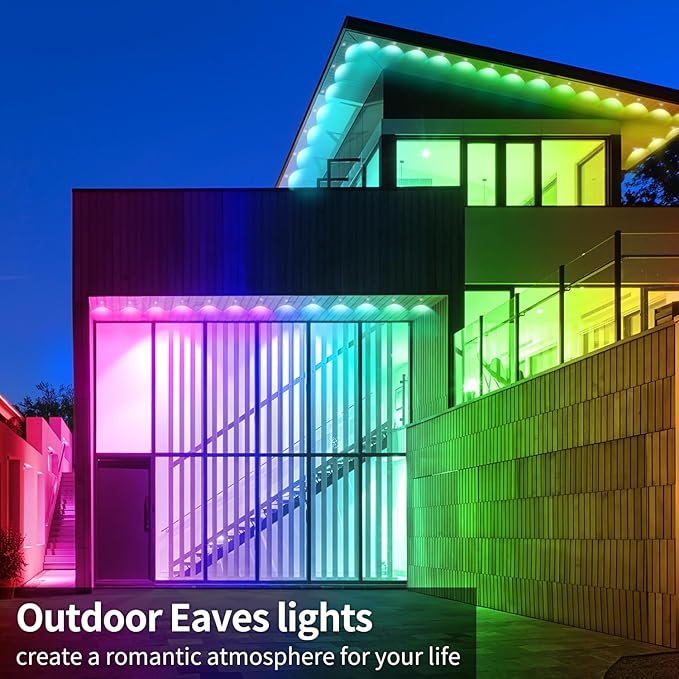 IP67 Waterproof Eave Light for House roof490ft RGB Outdoor Waterproof Eave Lightcan be Used for Halloween ChristmasHolidayPartyDaily Lighting Decoration（2 Rolls of 245ft）