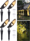 LEONLITE 9 Inch Low Voltage Landscape Spotlight 12V LED Outdoor Landscape Lighting with 7W 3000K MR16 Bulbs Max 50W GU5.3 Base Die-Cast Aluminum Uplighting for Garden Tree Yard Black Pack of 4