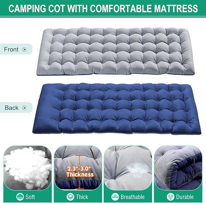NAIZEA Folding Camping CotsAdjustable 4-Gear Sleeping Cots for AdultsFoldable Cot Bed Folding Chaise Lounge ChairPortable Reclining Chair for Beach Lawn Camping PoolSunbathing Chairs