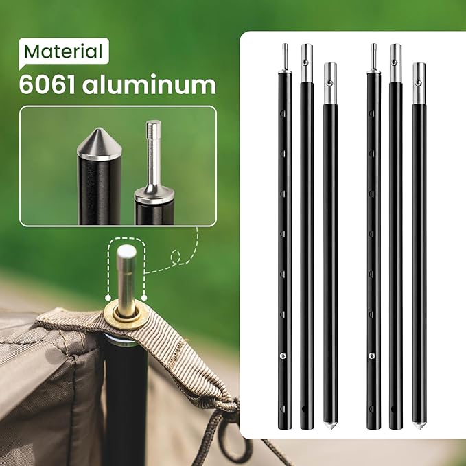 ONETIGRIS Upgraded Tent Poles – Set of 2 Adjustable Telescoping Tarp Poles Aluminum Replacement Poles for Tent Tarp Canopy Awning Shelter Heavy Duty Aluminum Alloy Camping Poles
