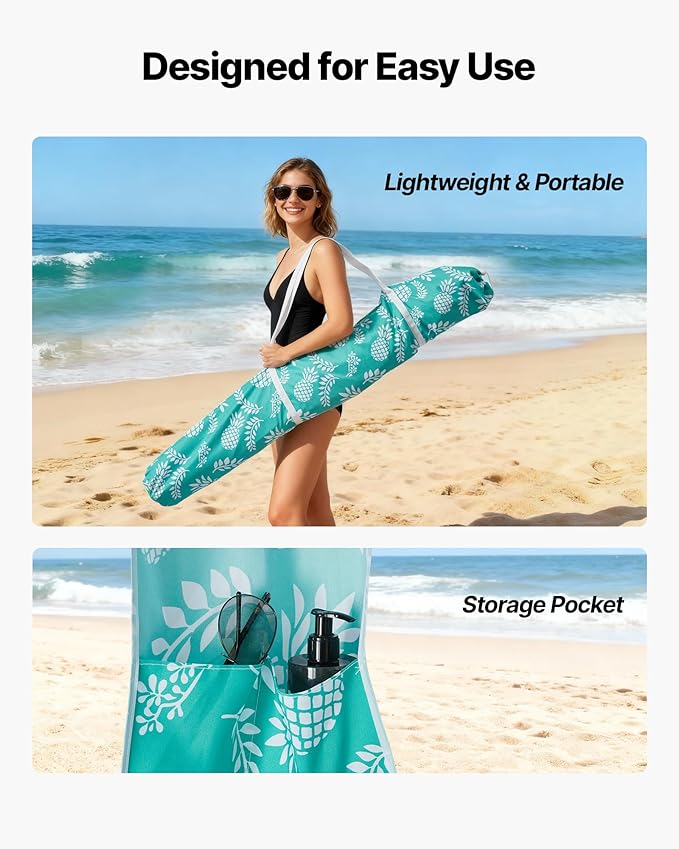 VEVOR Beach Cabana 6 x 6 ft Beach Canopy with Side Wall UPF 50+ Protection Easy Setup Cabana Tent with Sand Pockets Large Portable Shade Sun Shelter Outdoor Umbrella for Whole Family &amp Friends