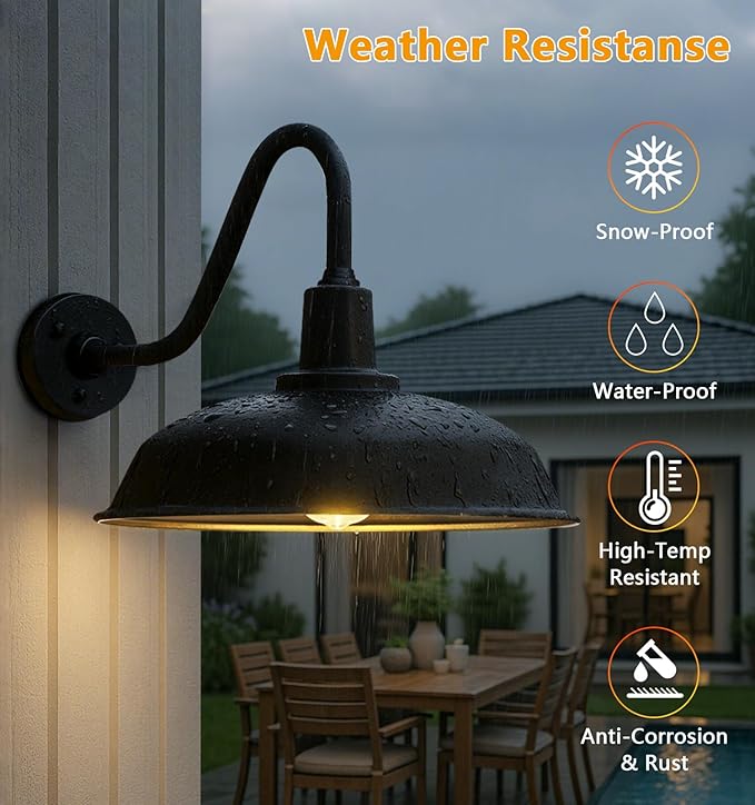 Extra Large 21 Outdoor Barn Gooseneck Light Rustic Modern Classic Farmhouse Porch Light for Barn Deck Driveway - 2 Pack