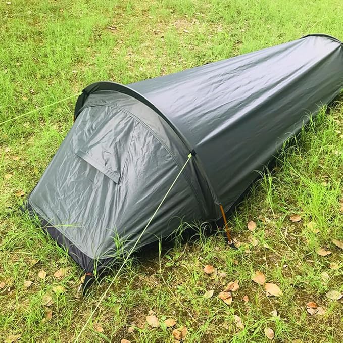 HXBER Single Person Backpacking Tent Hiking Bivy Tent Lightweight Sleeping Bag Tent with Ground Cloth