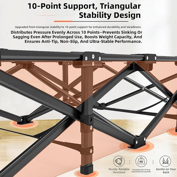 Folding Cot Lounge Chair with Removable Cushion Portable Heavy Duty Adjustable Pillow Reclining Compact Design for Outdoor Beach Camping Patio Garden