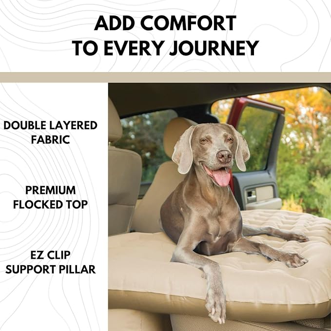 Pittman Outdoors Backseat Bed Air Mattress – 60” Rear Seat Air Mattress for Trucks Vans &amp Large SUVs – Includes Pump Pillow &amp Storage Bag – Inflatable Back Seat Air Mattress – Tan