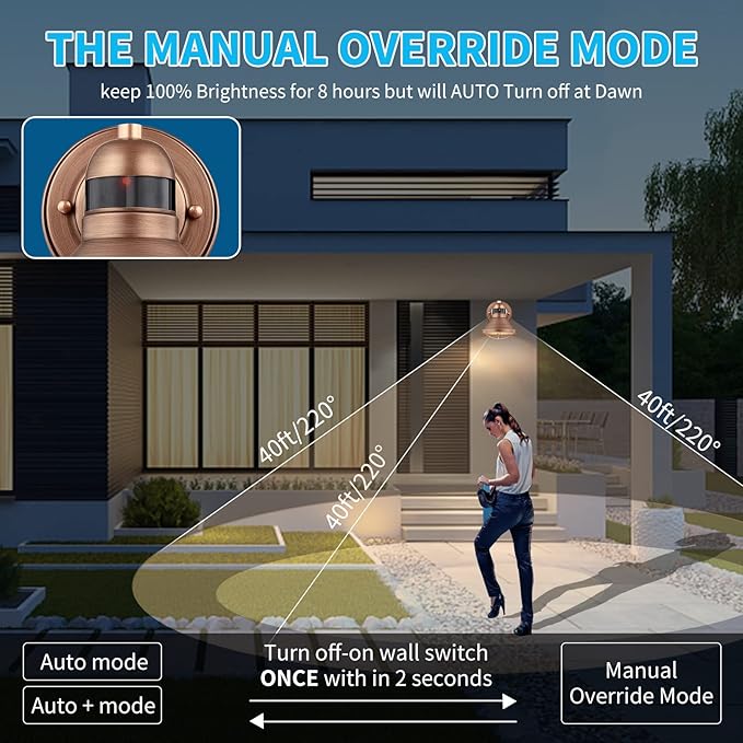 LONEDRUID Motion Sensor Outdoor LED Barn Light Dusk to Dawn Exterior Wall Lantern Waterproof Outside Sconce Lighting Fixtures Farmhouse Wall Mount Porch Lamp for House Garage Patio
