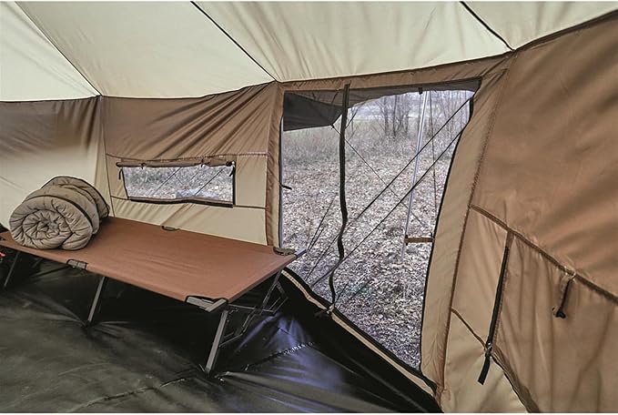 Guide Gear Base Camp Tent Outdoor Hiking Hunting Four Season Camping with Stove Jack
