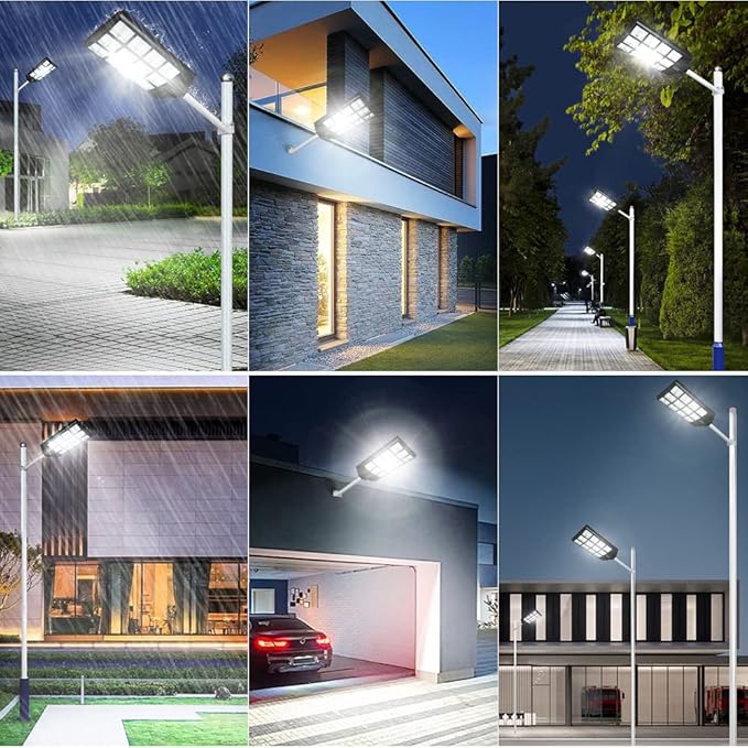 12000W Solar Street Lights Outdoor 100000 Lumens Dusk to Dawn Motion Sensor Security Flood Light Waterproof Perfect for GardenYard Street Parking lot