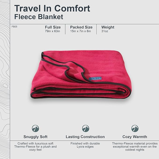 cocoon- Premium - Travel Fleece Blanket - Cozy Soft Warm Lightweight - Regular 79 x 63