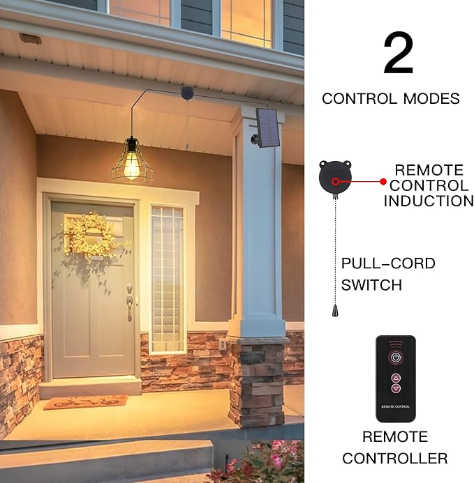 Solar Pendant Lights Outdoor Indoor with Remote Chicken Coop Lights Solar Powered Shed Light with ON Off SwitchSolar Indoor Lights for House Garage Greenhouse Patio Barn Storage