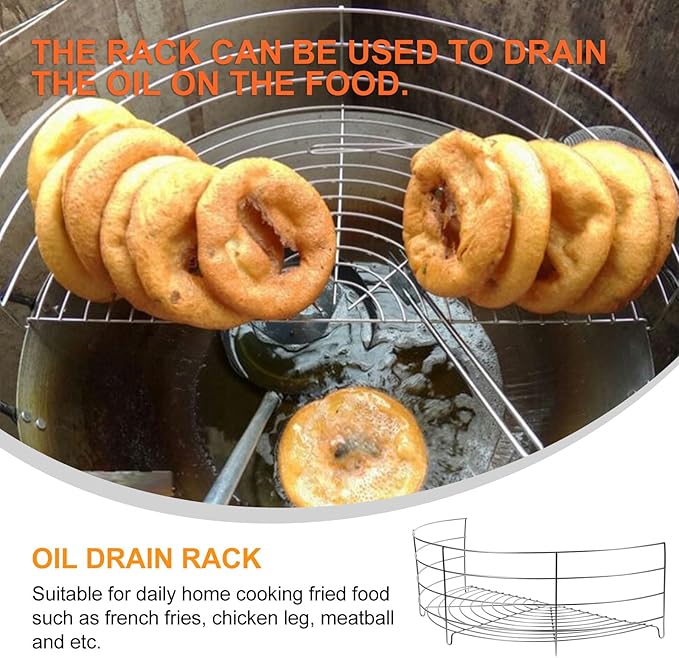 Stainless Steel Semi-half Oil Drain Rack 40cm Frying Pan Shelf Heat-resistant Kitchen Gadget for Oil Dripping and Frying Use