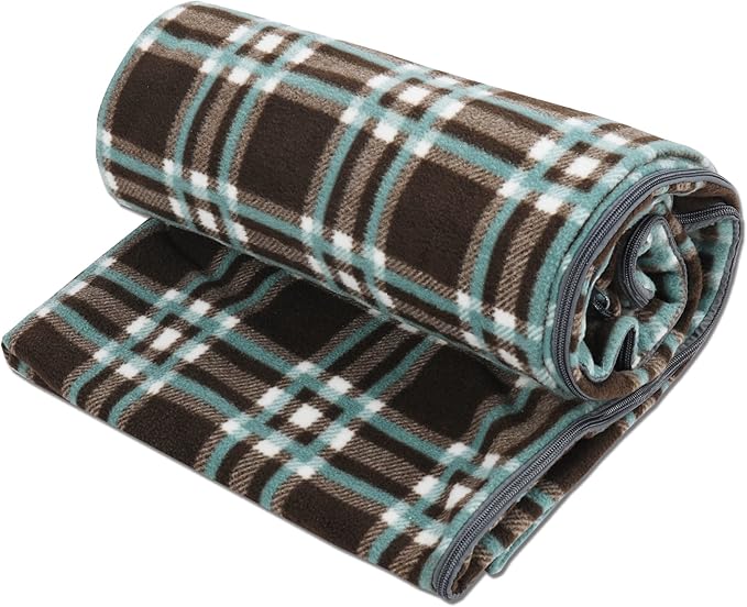 REDCAMP Fleece Sleeping Bag Liner Thicker for Adult Warm or Cold Weather 73 Long Full Sized Zipper Camping Blanket for Outdoor Indoor Used with Sack Brown
