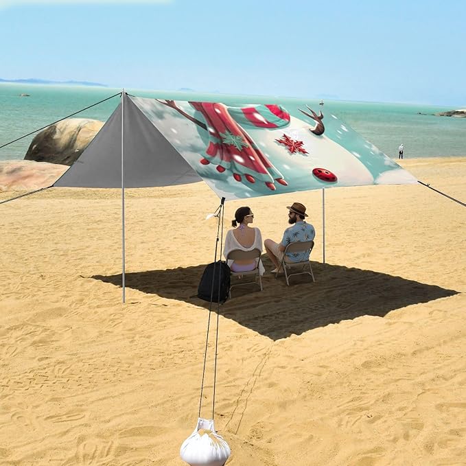 Christmas Snowman SnowflakeCamping Sun Shelters 9.2 x 10.5 FT Beach Canopy Tent Sun Shade with Carrying Bag for Camping Trips Fishing Backyard Fun or Picnics 21341853
