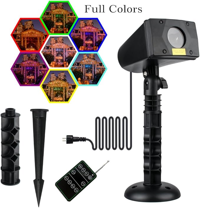 LedMAll Motion Snow Fall Full Spectrum Star Effects 7 Color White Laser Christmas Lights Decorative Lights Remote Control