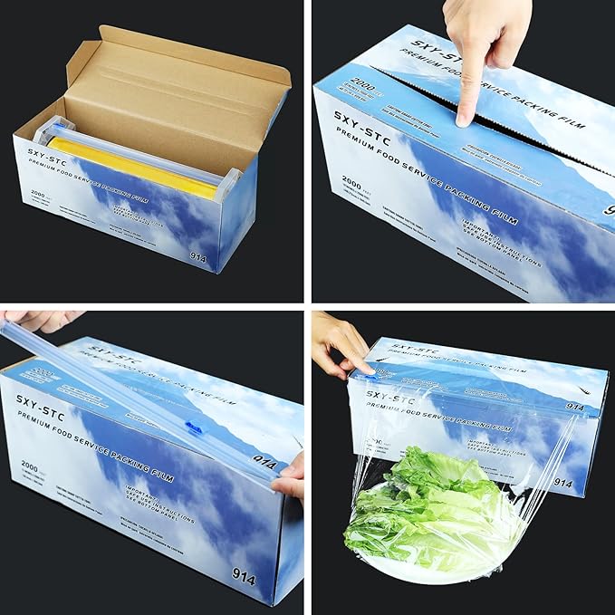 Plastic Food Wrap With Slide Cutter 18Wide 2000Feet Long 3000 Square Feet Home And Commercial Use Food Service Thick and Durable Enough For Daily Life