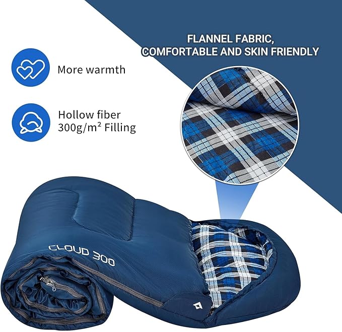 KingCamp 45°F Kids Sleeping Bag Lightweight Waterproof &amp Compact Flannel Sleeping Bags Cold Weather &amp Warm Youth Essentials Gear Accessories for Camping Fits 10-12 Children up to 4'7-5'5 T
