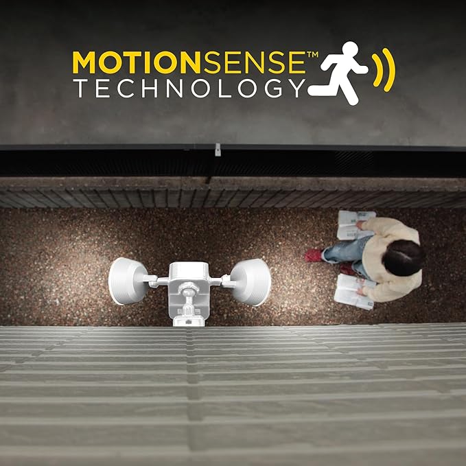 Limitless Innovations Lumenology Dual Security Motion Sensor Spotlights with Adjustable Heads and Sensitivity - Ultra-Bright 1000 Lumen LED Flood Light - Waterproof/Outdoor (White)