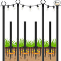 4 Pack String Light Poles Outdoor String Light Pole 10ft Forked Metal Light Pole with Adjustable Outdoor Light Stand Deck Backyard Garden Wedding Rustproof and Sturdy with Hooks