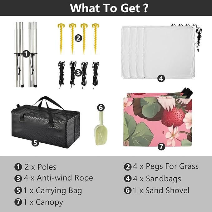 Strawberries and Koalas Beach Tent Sun Shelter 9.2' x 10.5' Beach Canopy with 4 Sandbags 4 Stability Poles Sand Shovels - Tent Canopy for Beach Camping Fishing Picnics