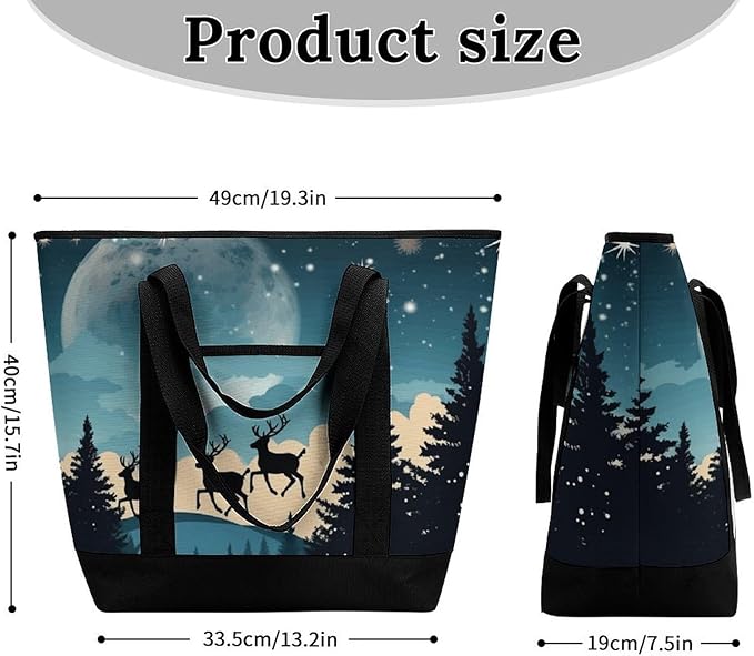 Insulated Shopping BagLarge Reusable Cooler Bags Christmas Winter Printed Foldable Shopping BagTravel Waterproof Shoulder Bag