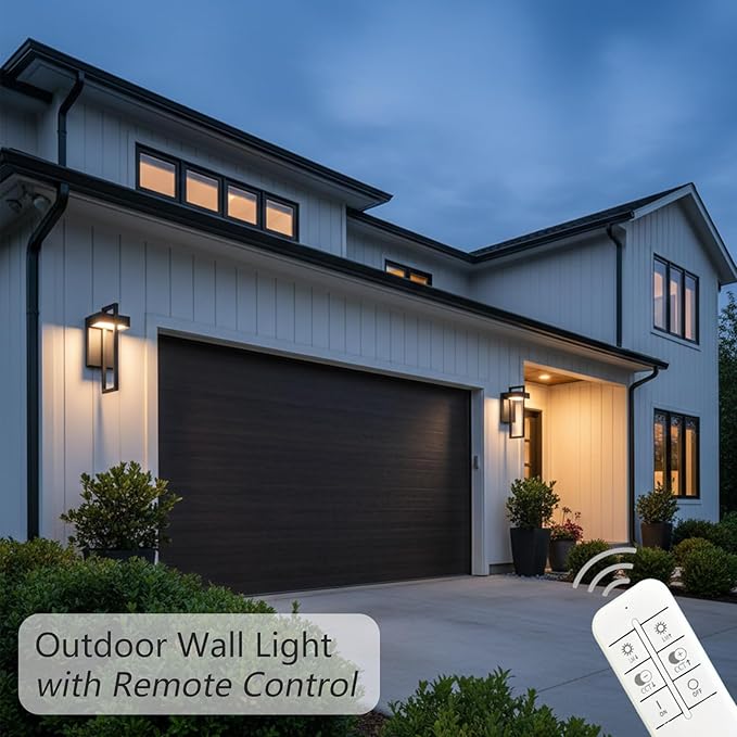 Black Outdoor Wall Light Hardwired 13.8 Modern Outdoor Wall Sconce  Dimmable Adjustable Light 2700K–6500K Waterproof Exterior Wall Light for Porch Front Door GarageWall Mount Lights With Remote