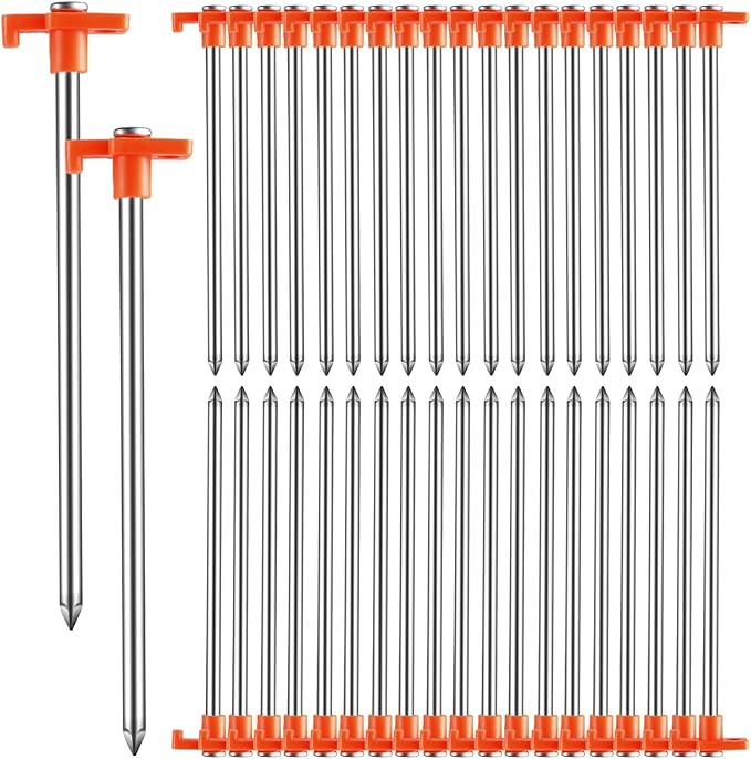 40 Pcs Tent Stakes9.8 Inch Ground StakesHeavy Duty Metal StakeNon-Rust Camping Metal Tent Spikes for Outdoor TripsGardenGrasslandHiking