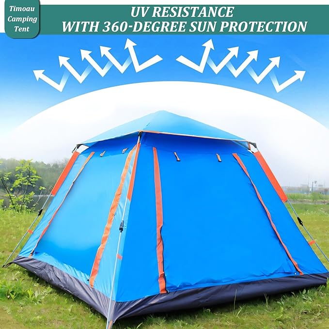 4 Person Camping Tent Waterproof Windproof Tent with Rain Fly and Carrying Bag Easy Set Up Automatic Family Travel Tent Lightweight Outdoor Tent for Backpacking Hiking