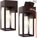 2 Pack Porch Lights Outdoor Wall Sconce Outdoor Light with GFCI Outlet Waterproof Exterior Wall Lantern Light Fixtures Anti-Rust Wall Lamp for Patio Doorway Garage- Oil Rubbed Bronze