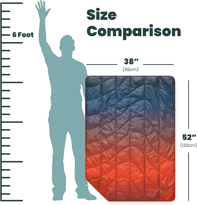Rumpl Travel Puffy Blanket Ultra-Packable Travel-Size Warmth and Comfort Volcanic Fade