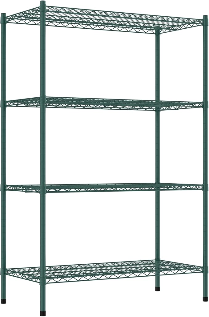 Commercial NSF Listed Green Epoxy Stationary Wire Shelving Kit 21 x 42 x 64 with 4 Shelves Perfect for Warehouse Walk-in Refrigerator Freezer Grocery Store Restaurant Dishroom