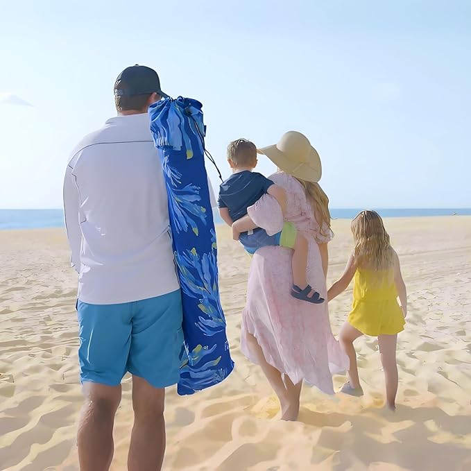 AMMSUN Beach Cabana 6.2'×6.2' Beach Canopy Easy Set up and Take Down Cabana Tent with Sand Pockets Instant Sun Shade with Side Wall Coral Tropical