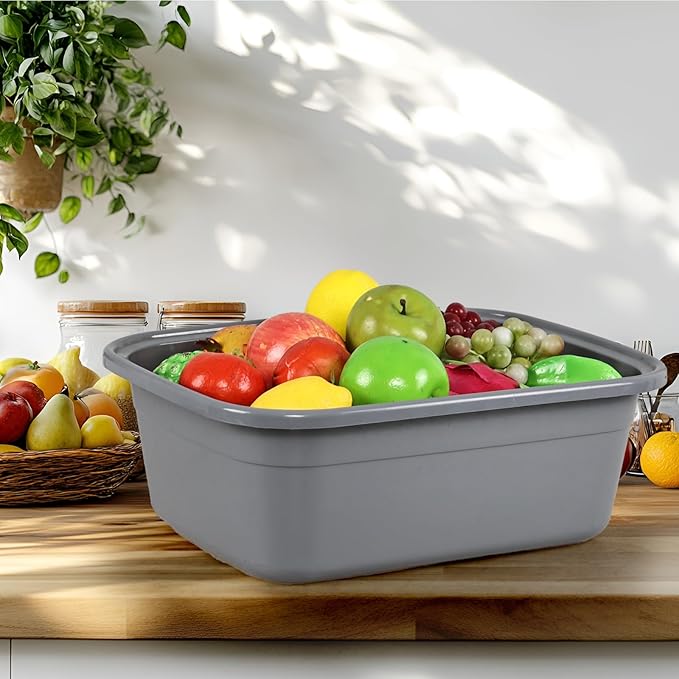 18 Quart Dish Pan Gray Plastic Tubs Set of 3