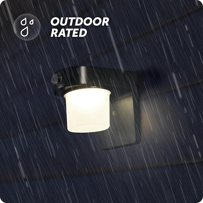 GLOBE Electric 19W Black Patio Light 1000 Lumens Hardwired Automatic Dusk to Dawn Outdoor Integrated LED Flood Light Security Light Spotlight Outside House Lights