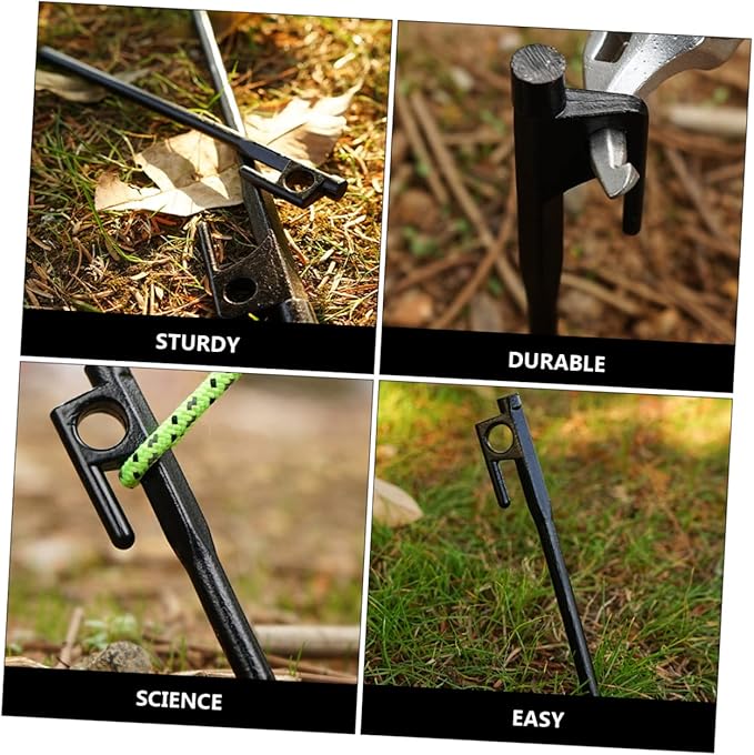 TOYANDONA 8Pcs Cast Iron Tent Stakes Durable Pegs for Outdoor Camping Garden Use Ground Fixing with Smooth Tip for Easy Soil Insertion