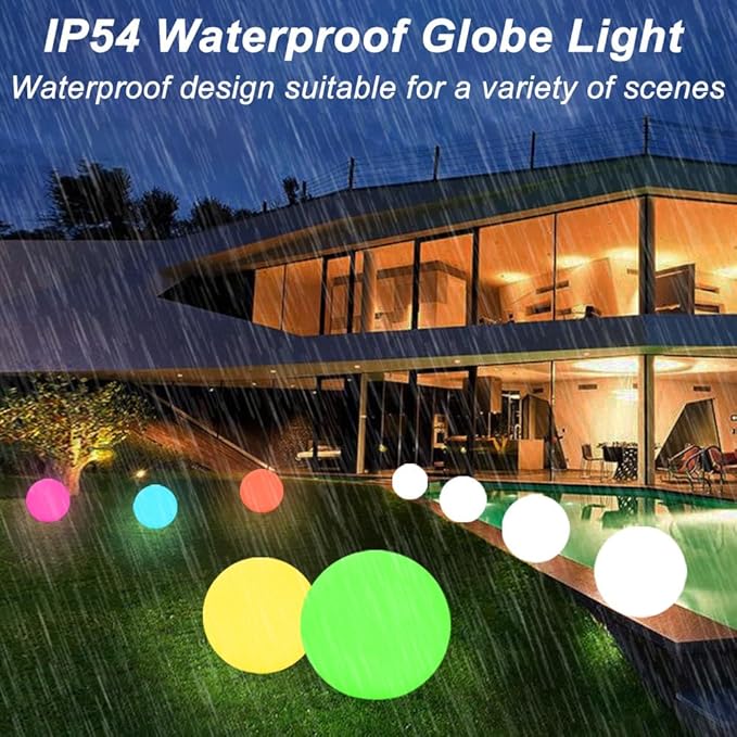 12 Inch Solar Glowing Ball Light Outdoor Solar Garden Globe Light w/Remote RGB Color Changing Waterproof Large LED Orb Lights Landscape Lighting Mood Lamp w/Ground Stake for Patio Yard Lawn Path