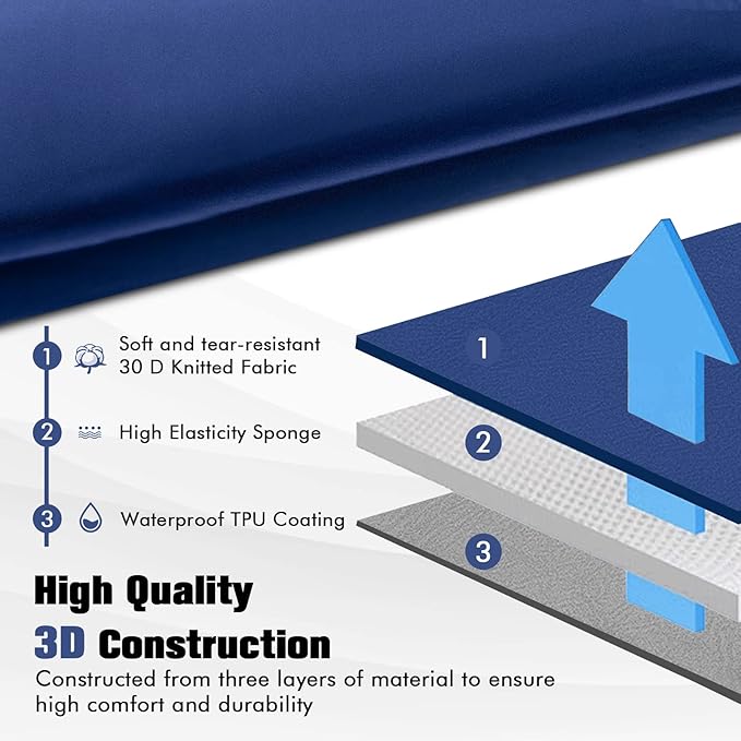 Tangkula Self Inflating Sleeping Pad 3 Inch Inflatable Camping Mattress Pad with 9.5R Value Insulated Foam Camping Mat with Pillow Lightweight Camp Sleep Pad for Backpacking Car Tent