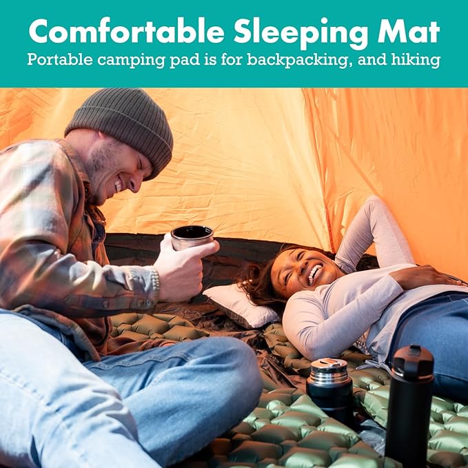 Ultralight Sleeping Mat - Inflatable &amp Compact Camping Air Mattress for Backpacking Hiking- New