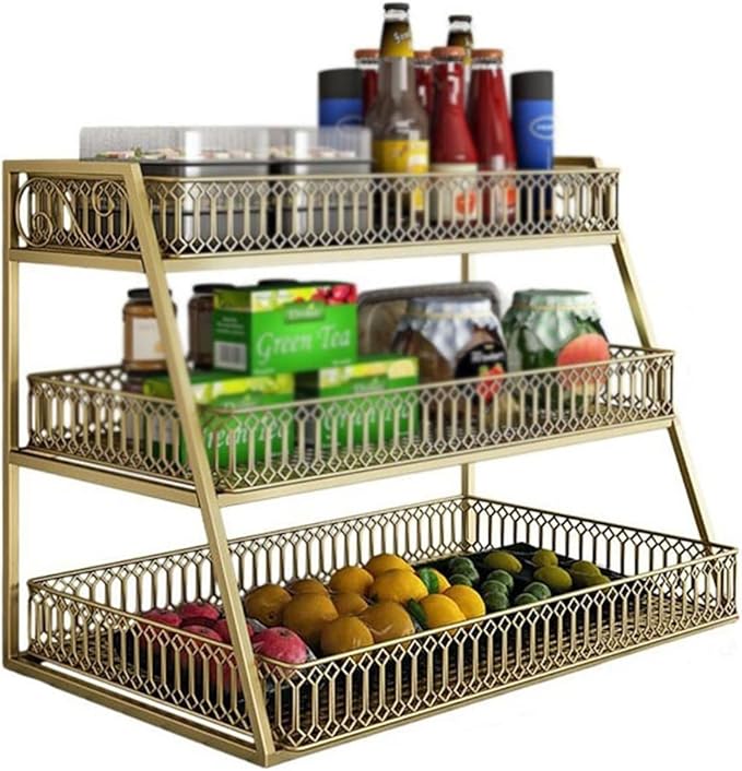 JITUIHOM Kitchen Rack Kitchen Table Rack Desktop Storage Cabinet Double-Layer Tableware Fruit and Vegetable Seasoning(Small)