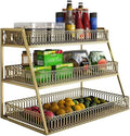 JITUIHOM Kitchen Rack Kitchen Table Rack Desktop Storage Cabinet Double-Layer Tableware Fruit and Vegetable Seasoning(Small)