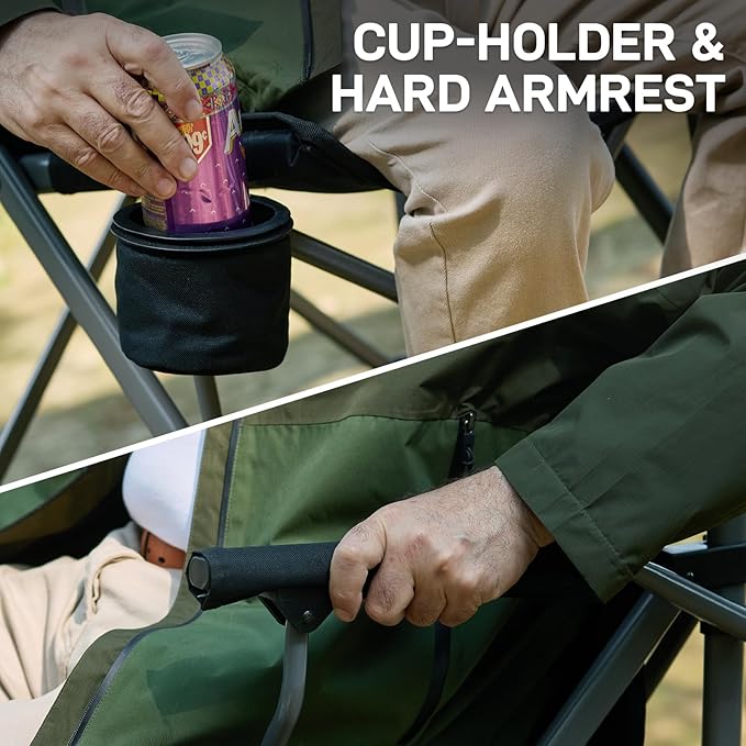 EVER ADVANCED Tall Camping Directors Chair with Cup Holder 31 Bar Height Folding Chair for Camping Sports with Carry Bag Mesh Pockets and Footrest Heavy Duty 300 lbs Black