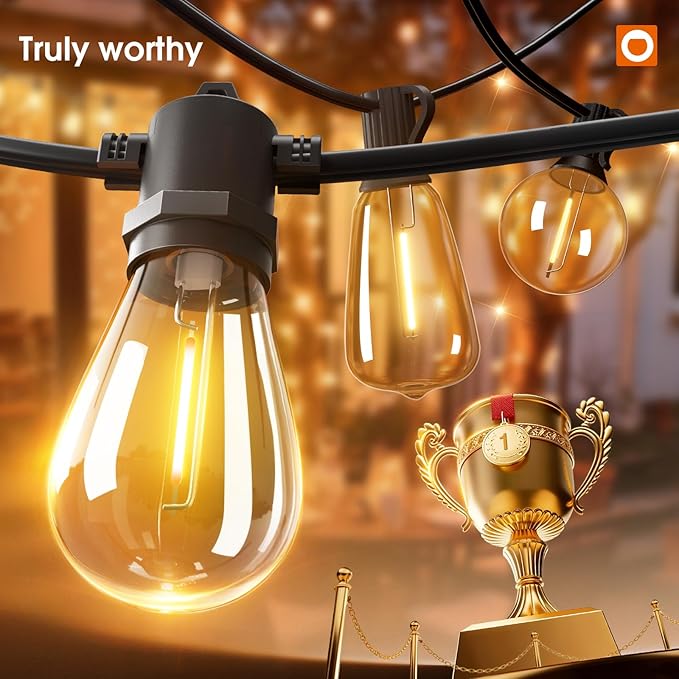 addlon 36FT LED Outdoor String Lights with 12 Edison Vintage Shatterproof Bulbs Commercial Grade Patio Lights IP65 Waterproof for Balcony Backyard and Garden Warm White
