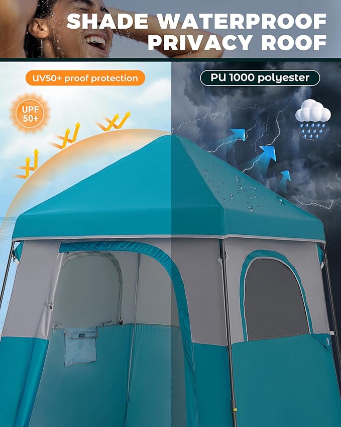 KingCamp Instant Shower Tent Portable Superior Stable Privacy Shelter Large Room Outdoor Toilet Tent with Floor for Beach Camping &amp Hiking Setup in Under 60s