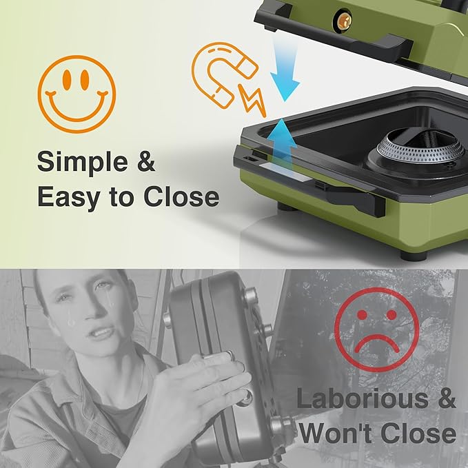 ODSD 2 Burner Camping Stove with Windshield 20000 BTU Propane Camp Stove Portable Folding Gas Stove Camping Essentials Gear Includes Frying Pan Coffee Stand &amp Carry Bag Green