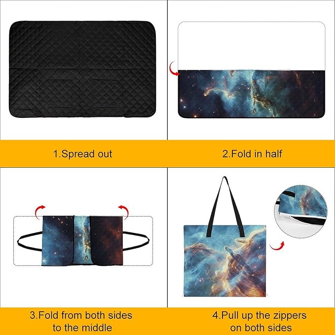 Zipper Universe Galaxy Space Style Picnic Mat Suitable for Travel Camping Park Or Home Use