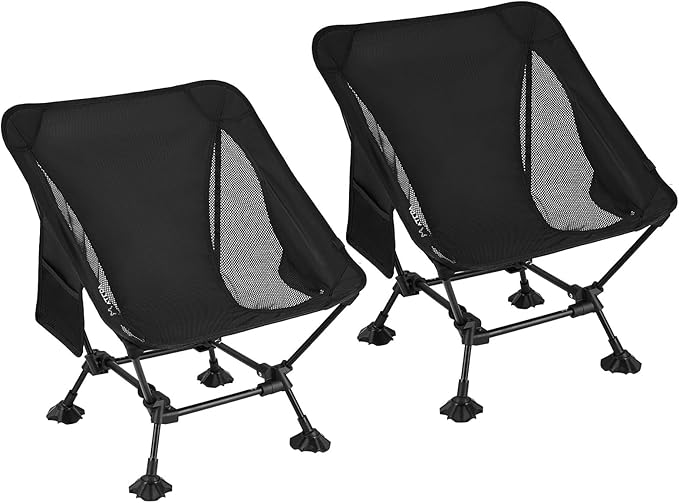 ATEPA Backpacking Chair Ultralight Folding Portable Small Camping Chairs for Adults Compact Foldable Beach Seat with Anti-Sinking Feet &amp Aluminum Frame for Outdoor Hiking Travel Fishing 2 Pack