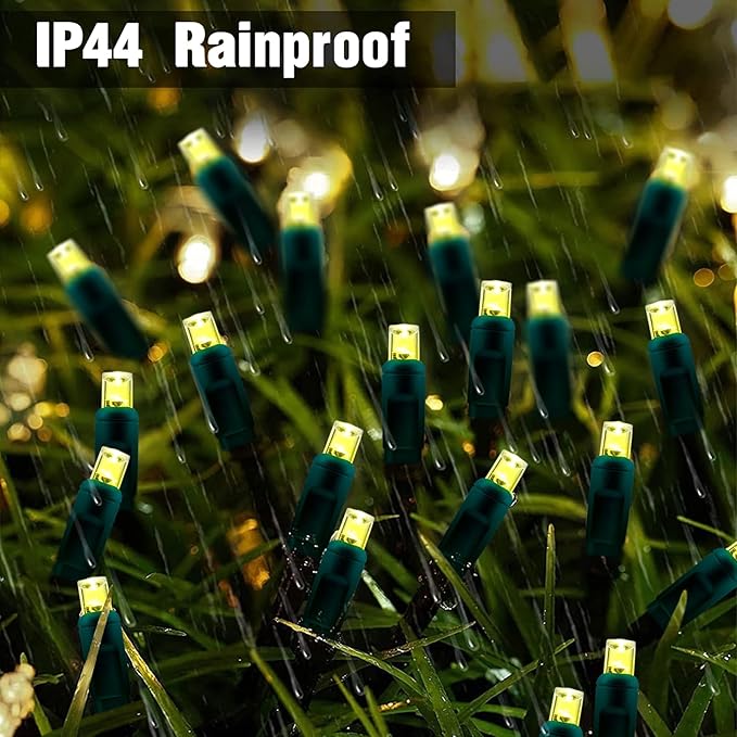6Ftx4Ft LED Christmas Net Lights Green WireConnectable UL Certified Waterptoof Net Lights for Bushes Trees Shurb Garden Outdoor Christmas Decorations (Warm White)