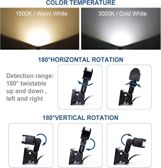 Z Motion Sensor Flood Lights Outdoor10W Induction LED Lamp IP65 Waterproof Spotlight3200K LED Sensor LightSecurity Light with US 3-Plug (Warm White-Black)