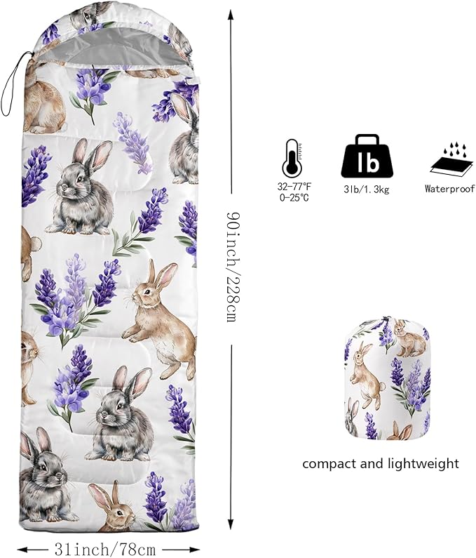 AILONEN Cartoon Camping Sleeping Bag for Boys Girls AdultsLightweight &amp Waterproof3 Season Warm &amp Cold WeatherPortablePrinted Sleeping BagTravelingCampingHiking