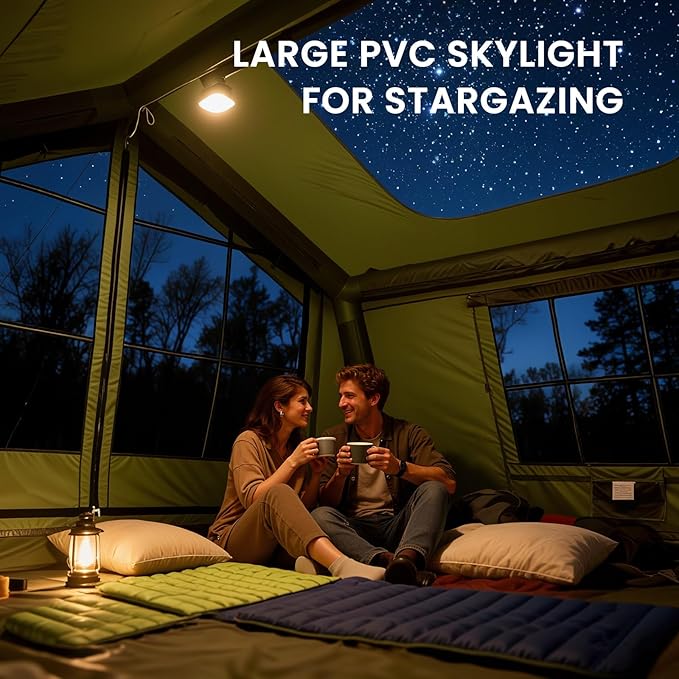 Inflatable Tents for Camping Large Blow Up Tent with Hand Pump Easy Setup InflatableTent 4 Season Tent Waterproof Oxford Air Glamping Tents for Camping Adult 4/6/8/10/12 Person