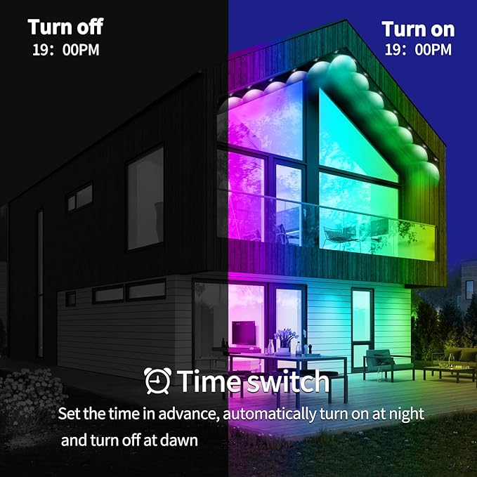 Permanent Outdoor Lights 60FT Smart Outside RGB LED Christmas Light App Control Remote IP67 Waterproof Eternity Eaves Lighting for HalloweenHousePatio Decor Garden Decor Decorations